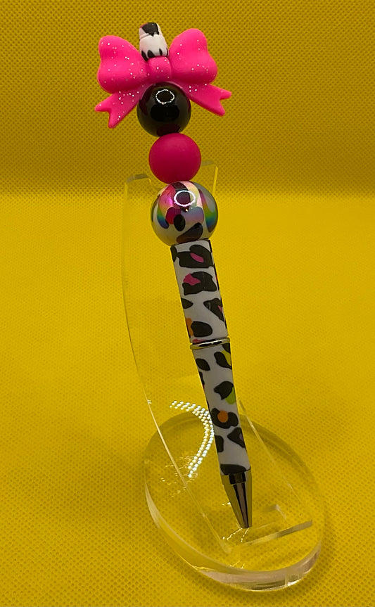 Pink glitter bow || Pen